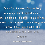 Gods Transforming Power Wed Dec 18